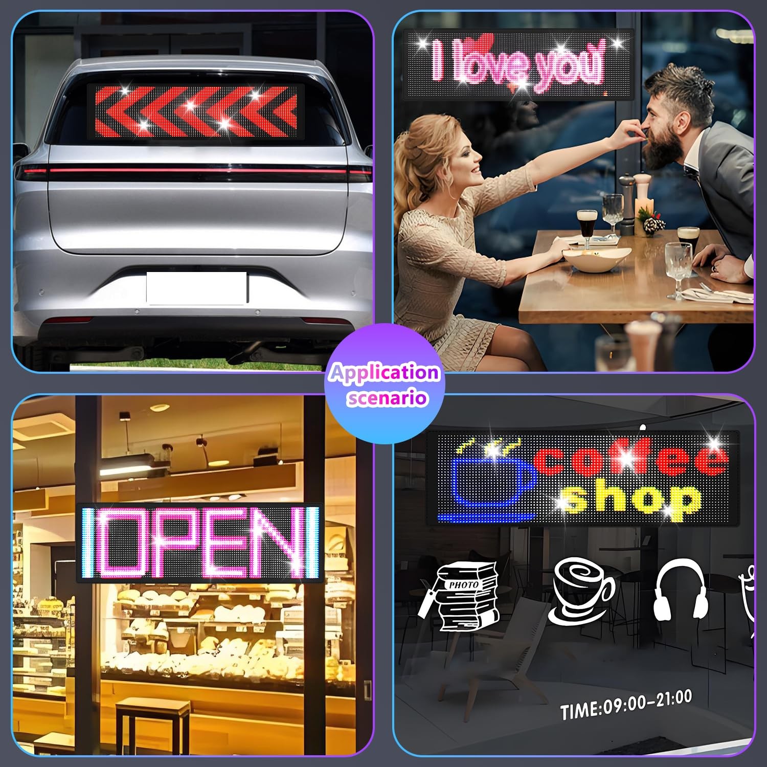 LED Sign, 28”x5”Huge Bright Pre-Made Animations & Text Programmable Led Car…