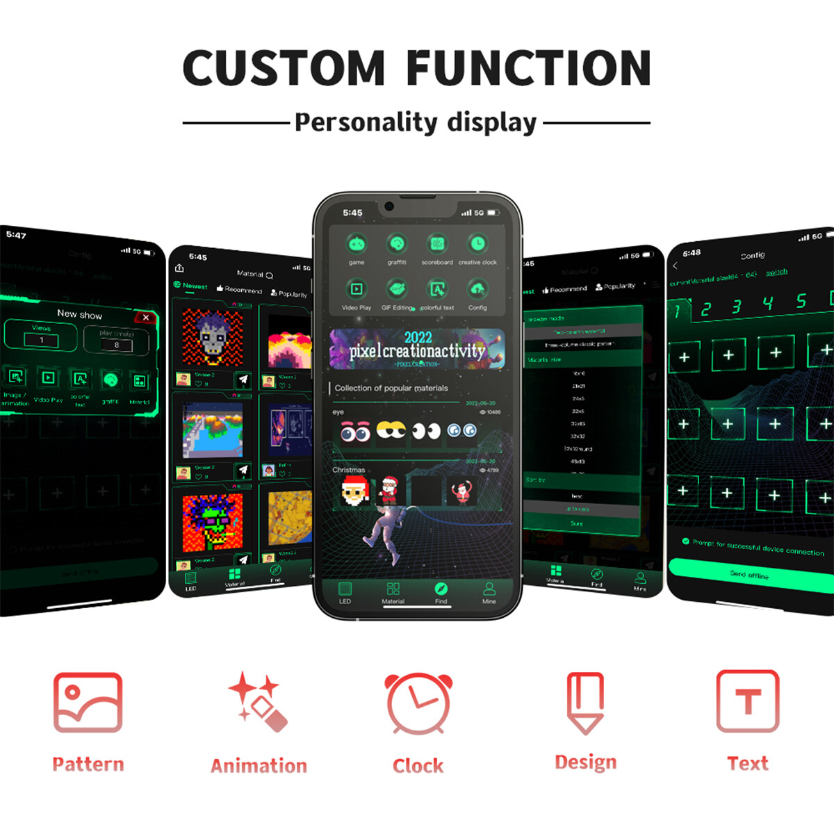 LED RGB Car Eye Sign Animation Matrix USB Panel DIY Programmable Bluetooth Pixel