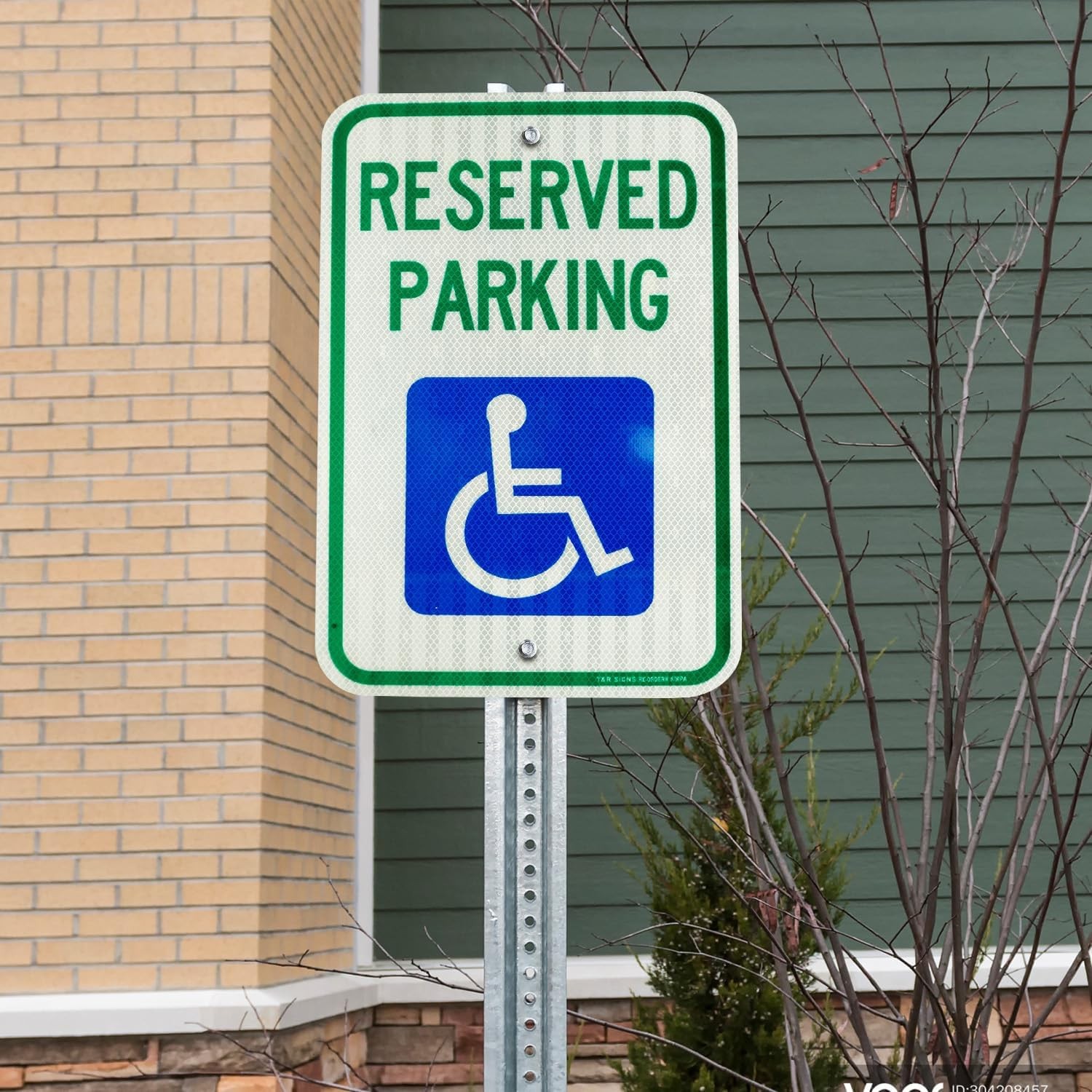 (2 Pack) Handicap Parking Sign, Reserved Parking Sign, Large 18″ x 12″ Engine…
