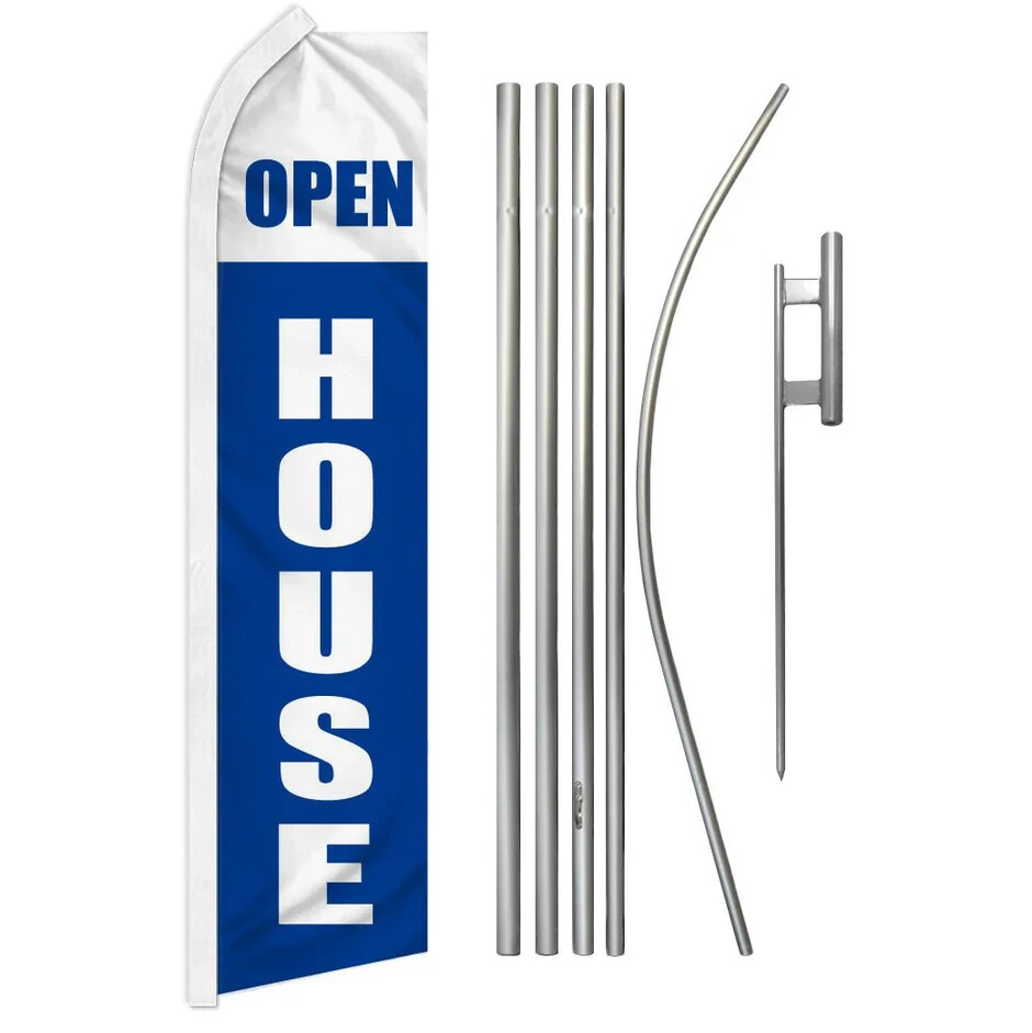 Open House Real Estate Variations Swooper Advertising Banner Flag Pole Kits