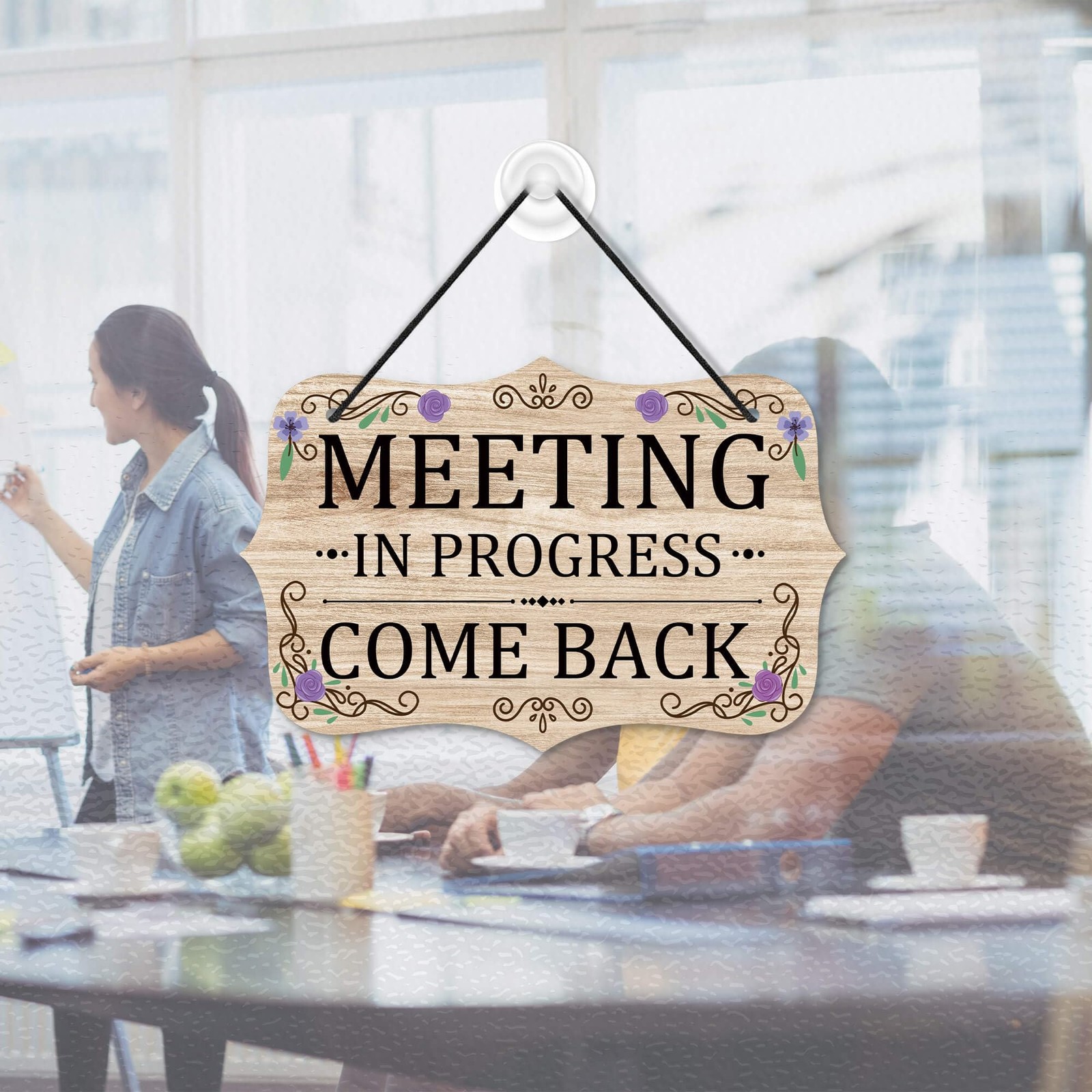 Meeting In Progress Office Door Signs, PVC Do Not Disturb Door Hanger Sign, R…