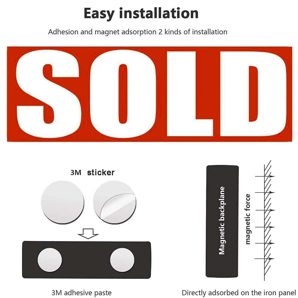 Sold Sign for Estate Rider,Reusable Magnetic and Adhesive Sticker Option,Sign fo