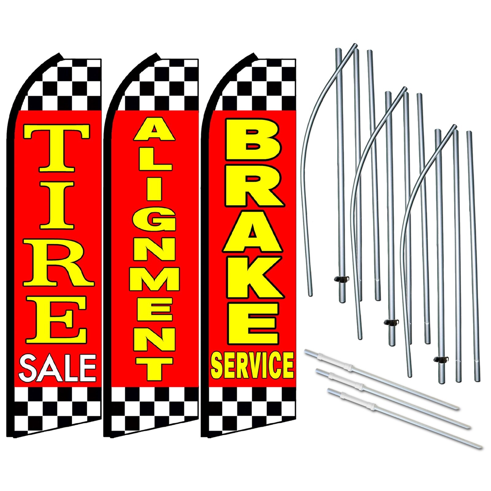 Tire Sale, Alignment, Brake Service – 3 Pack of Swooper Feather Flag Kits