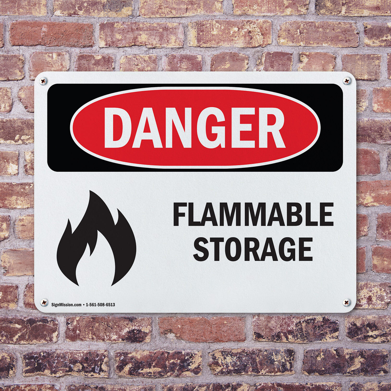 (2 Pack) Flammable Storage OSHA Danger Sign Decal Metal Plastic