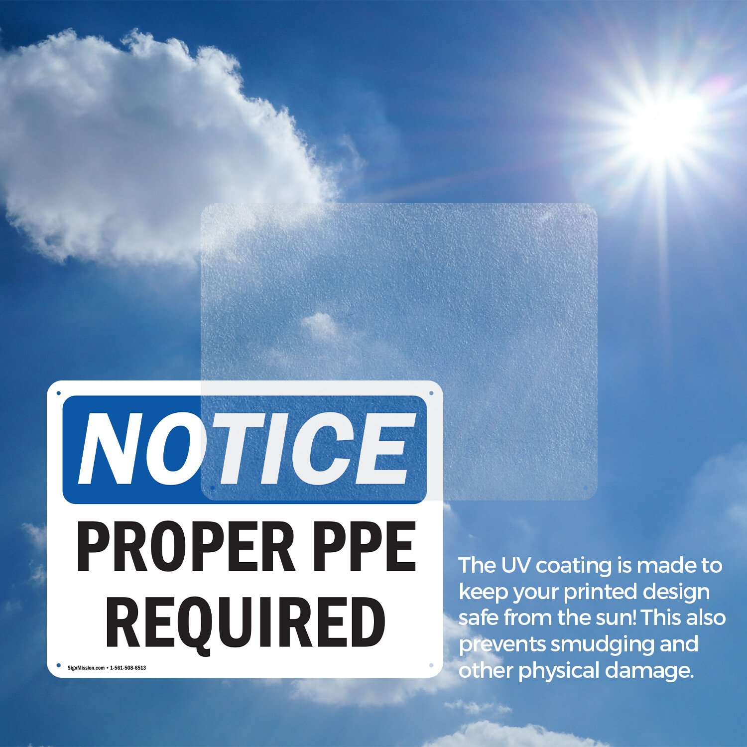 (2 Pack) Proper PPE Required OSHA Notice Sign Decal Metal Plastic