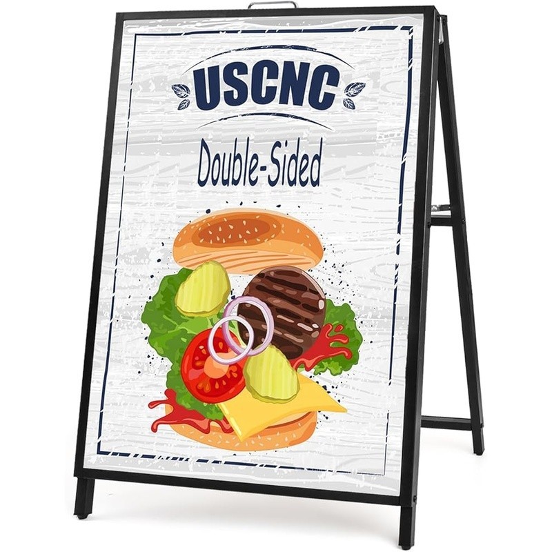 Foldable A Frame Sidewalk Sign Double Sided Display Portable Outdoor Advertising