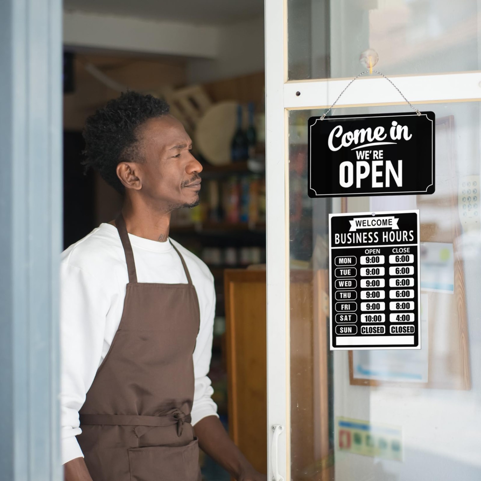 Open Closed Signs Set for Business Hours – Flip Sign for Store, Restaurant, Bar