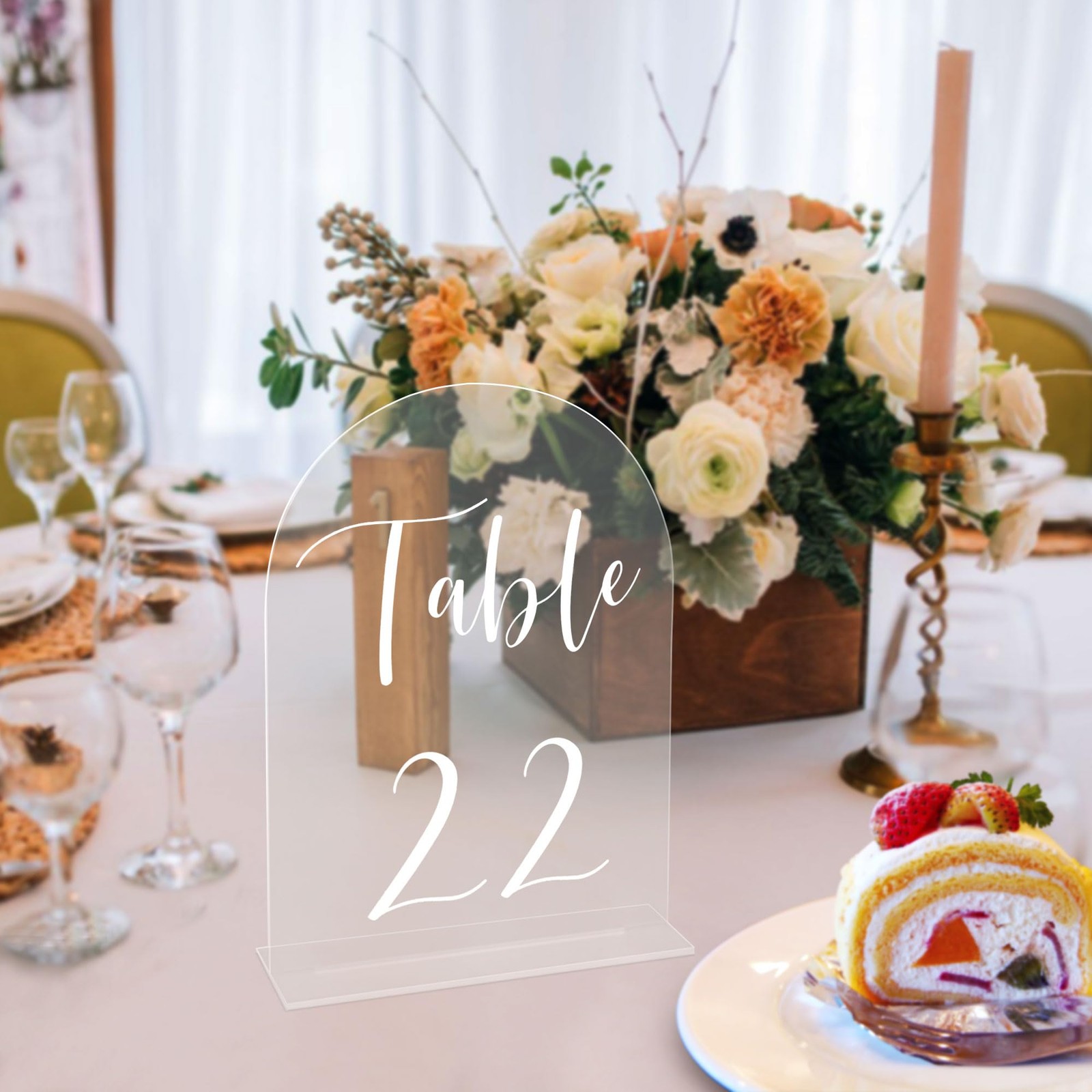 Arch Wedding Table Numbers 1-10 with Stands – 5″ X 7″ Acrylic Table Signs wit…