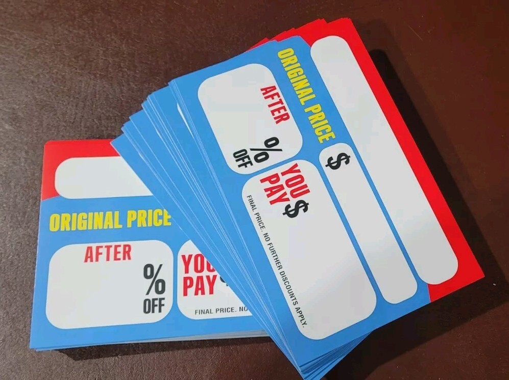 10 new 7” x 11” Blank Sale Signs Original Take After % Off You Pay $ Discount