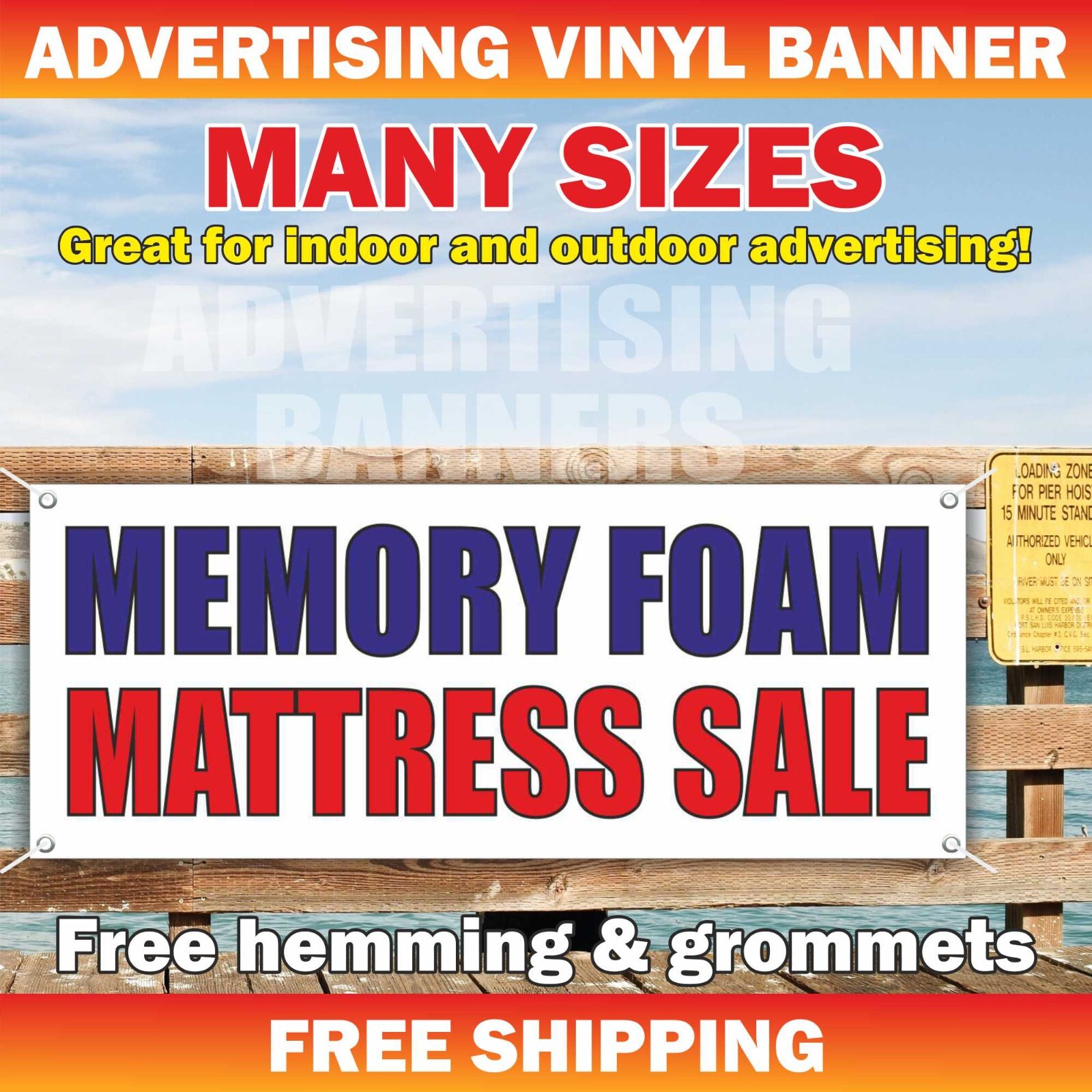 MEMORY FOAM MATTRESS SALE Advertising Banner Vinyl Mesh Sign sheet sets pillow