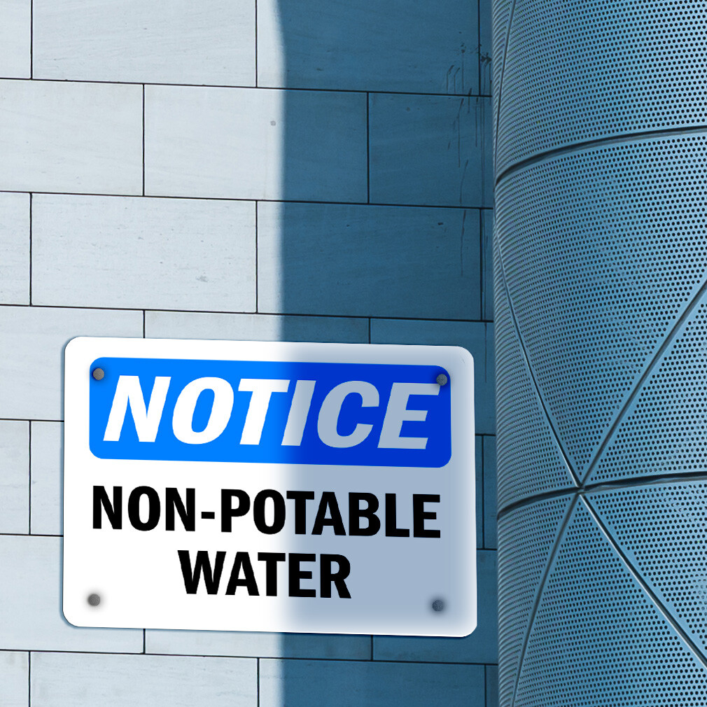 Horizontal Metal Sign Notice Non Potable Water Osha Weatherproof Street Signage