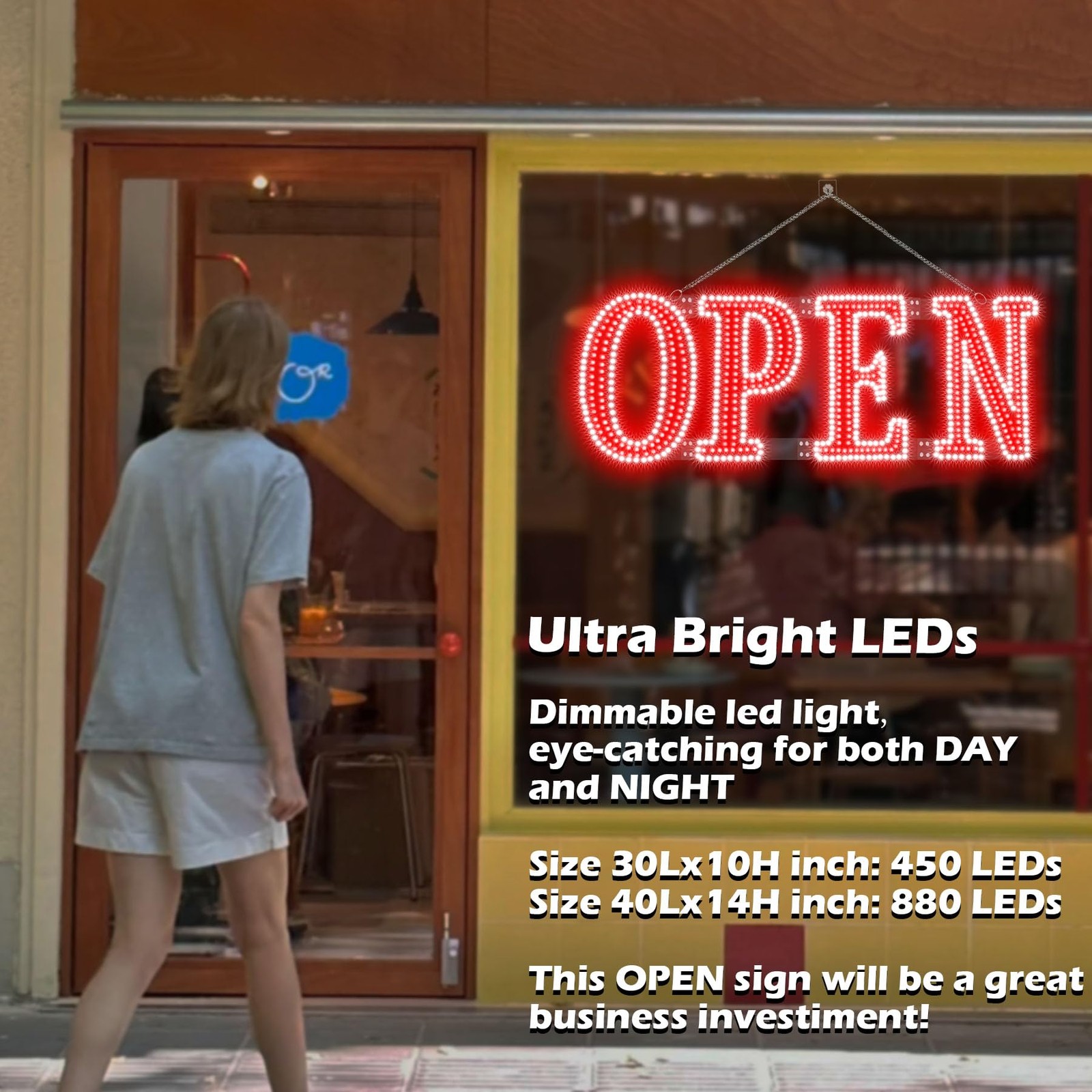 Led Open Signs for Business 30x10in Big Open Sign Led w/Remote Control Window…