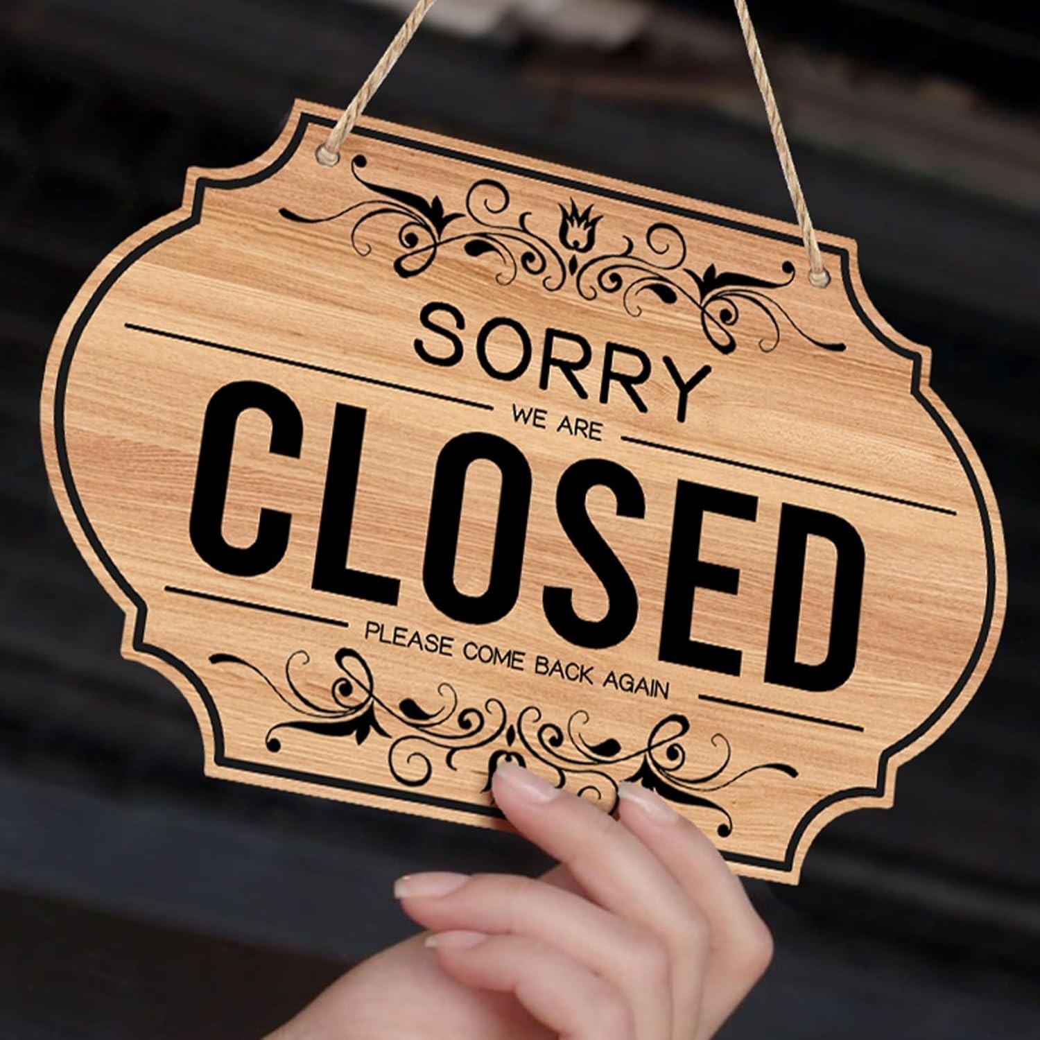Open Signs Double Sided Open Closed Sign Business Hours Hanging with Rope NEW