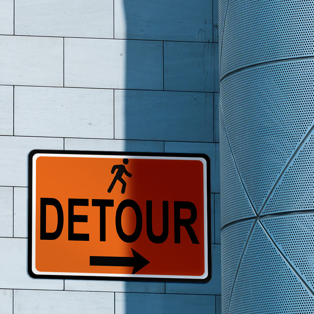 Horizontal Metal Sign Right Arrow Pedestrian Detour Traffic Temporary Warning