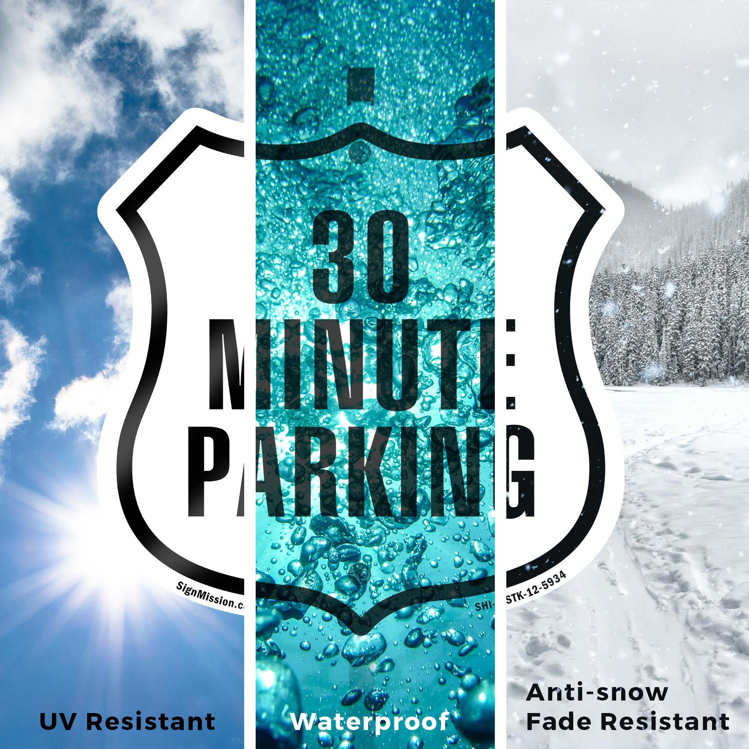 30 Minute Parking Shield Shaped Sign With Stake Crafted in the USA