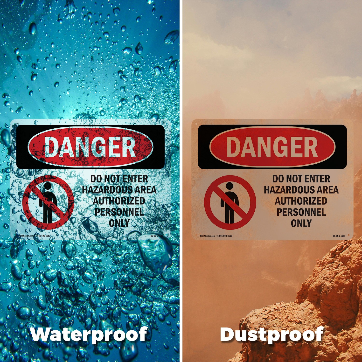 Do Not Enter Hazardous Area OSHA Danger Sign Metal, Plastic, Decal 5 or 10 Pack