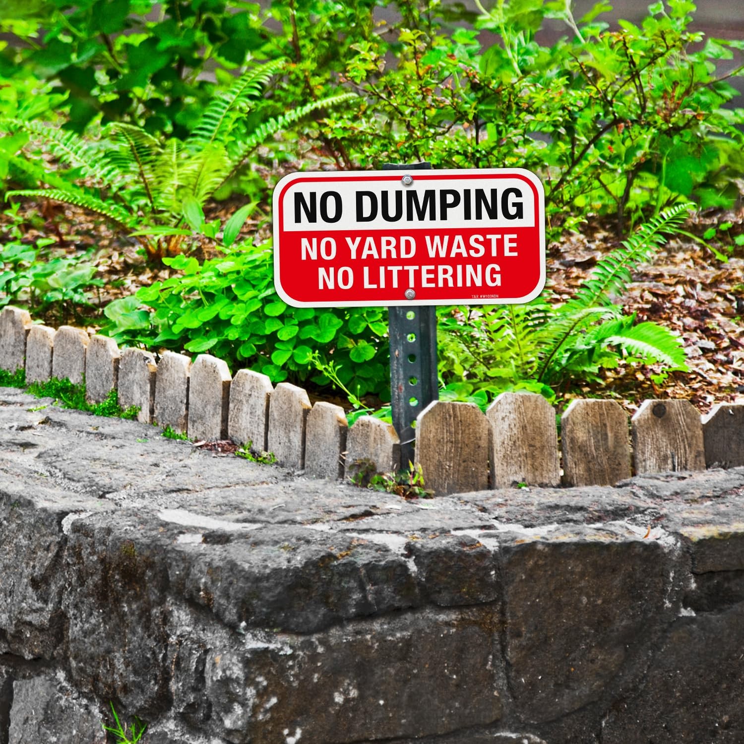 Rust Free No Dumping Sign 2 Pack Outdoor Yard Waste Littering Sign 12 x 6