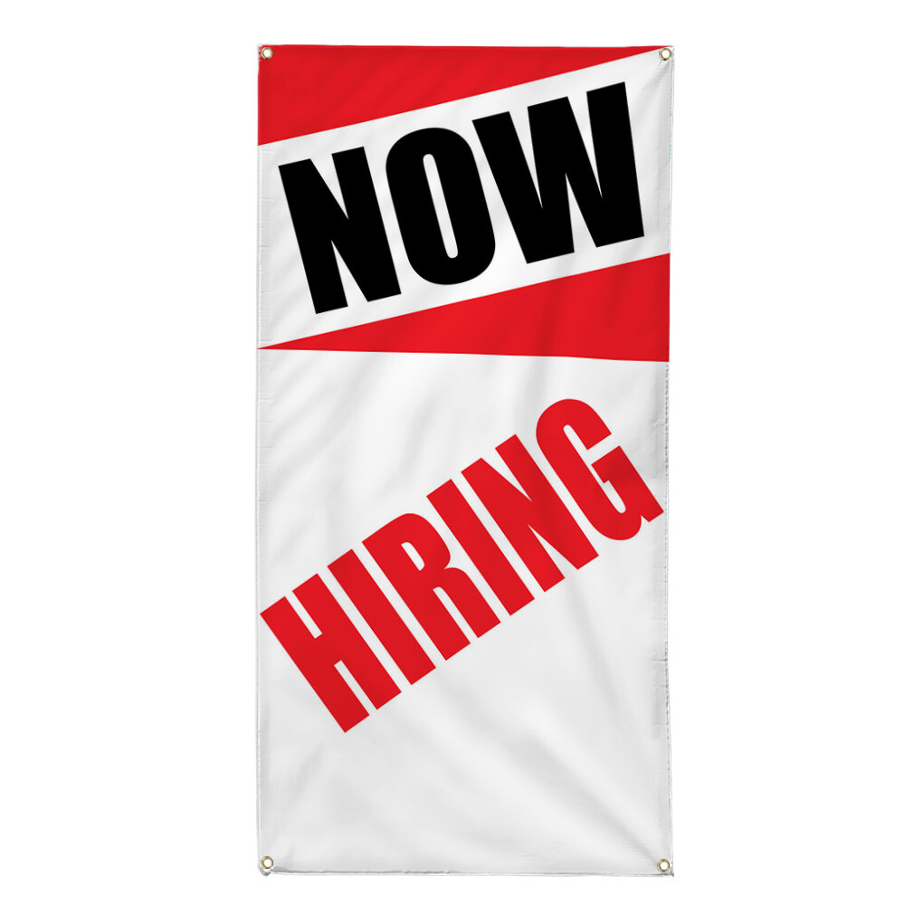 Vertical Vinyl Banner Multiple Sizes Now Hiring Style Red Business Business
