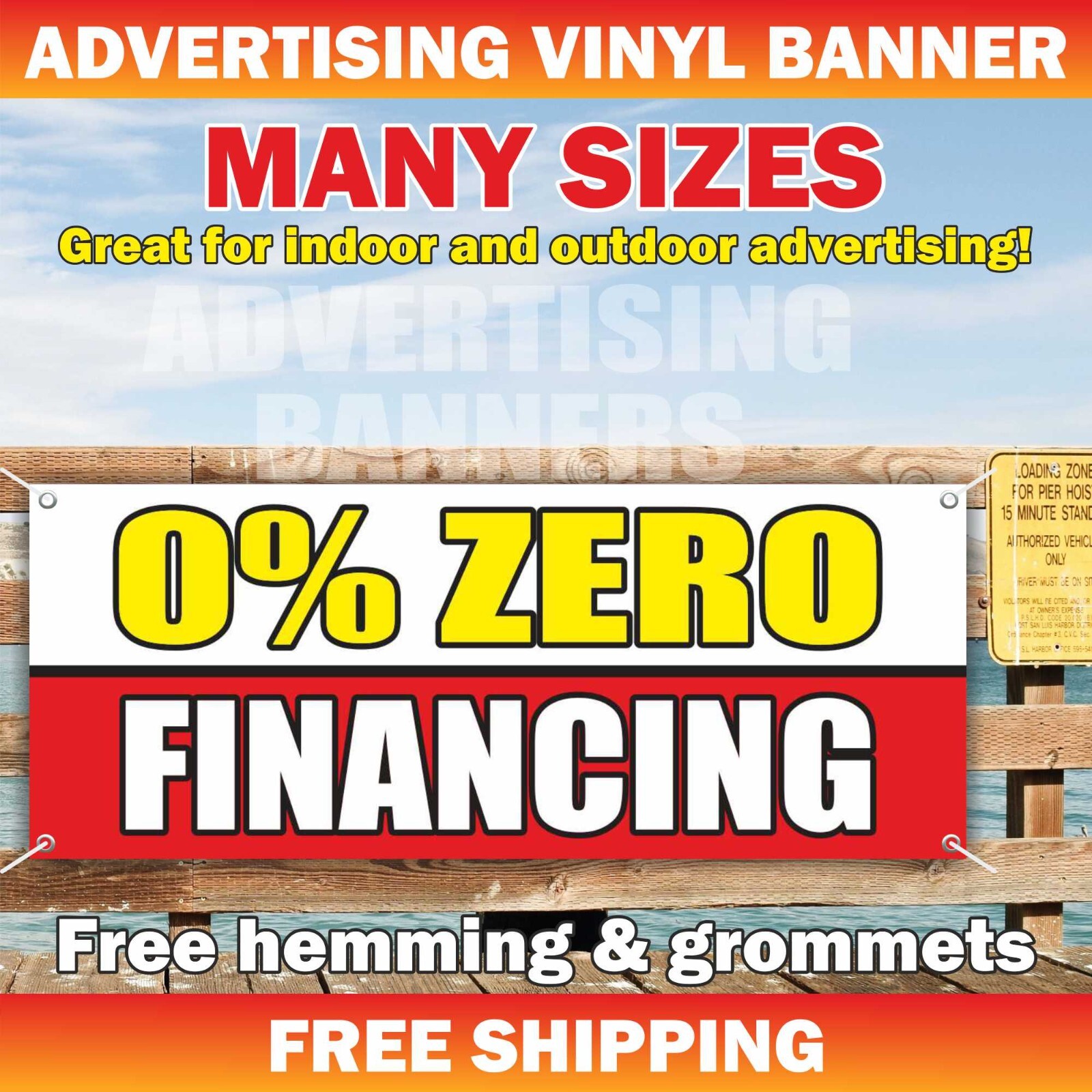 0% ZERO FINANCING Advertising Banner Vinyl Sign Credit cash receipt pawn shop