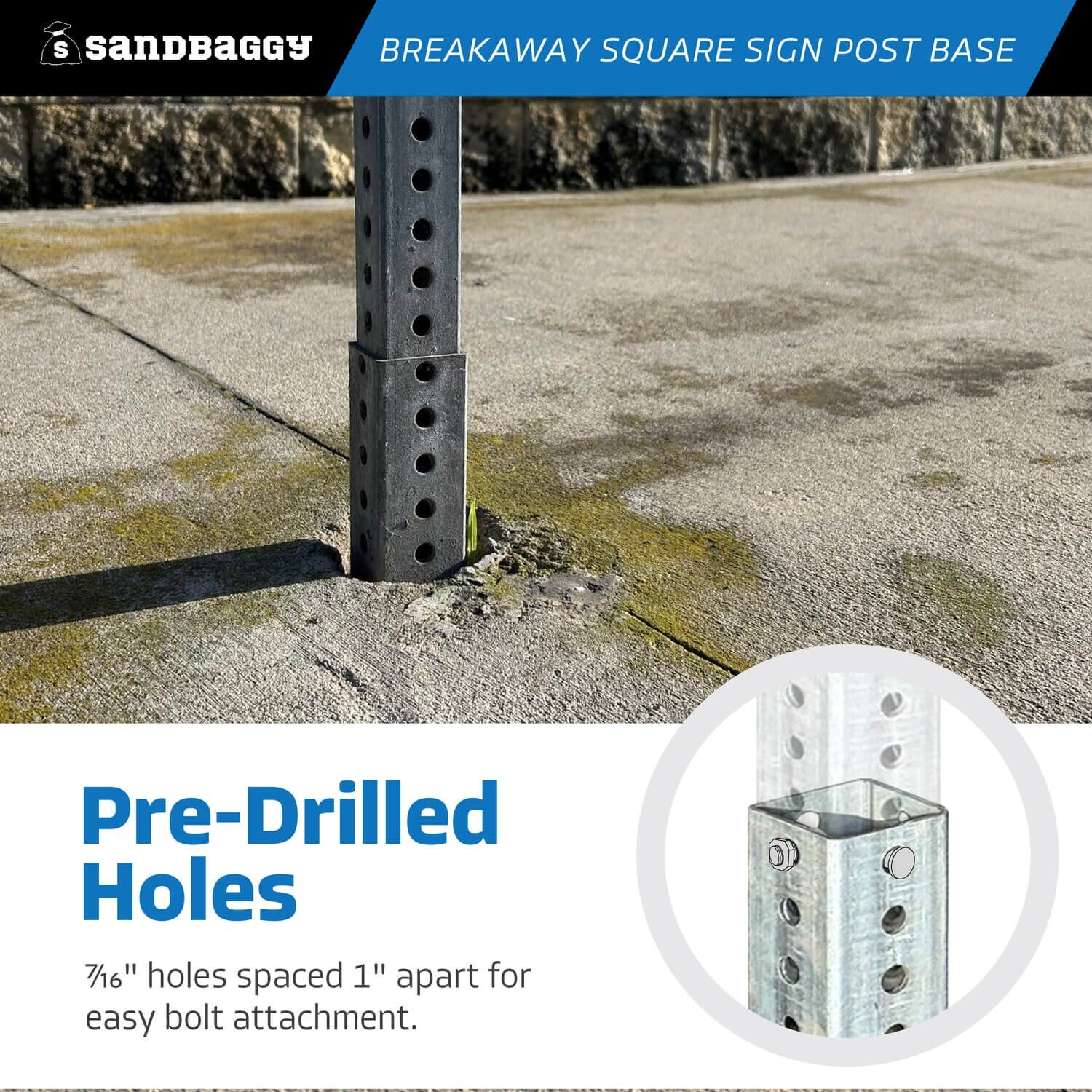 Sandbaggy 3 ft Breakaway Square Sign Post Base (Hot Dipped Galvanized)