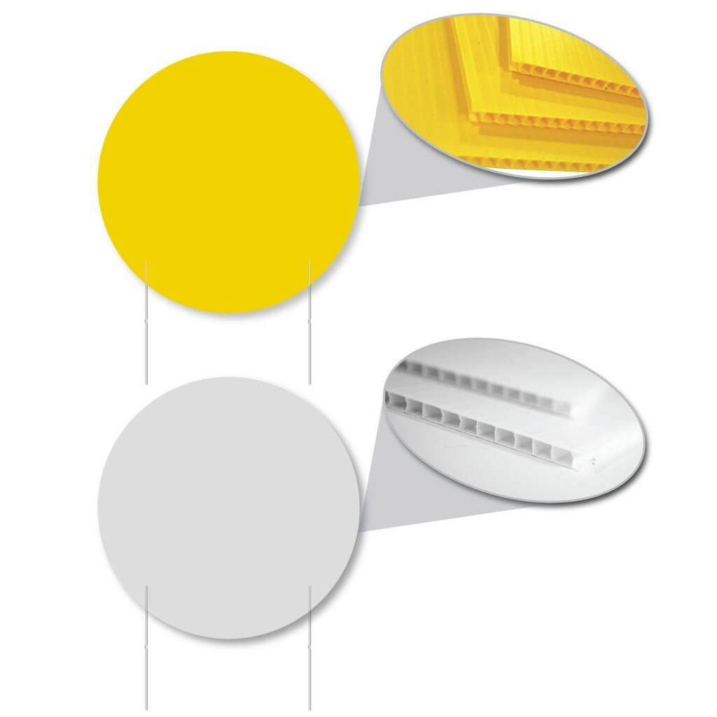 22″ Round Corrugated Plastic Yard Sign Blanks, 4mil thick, Various Color Options