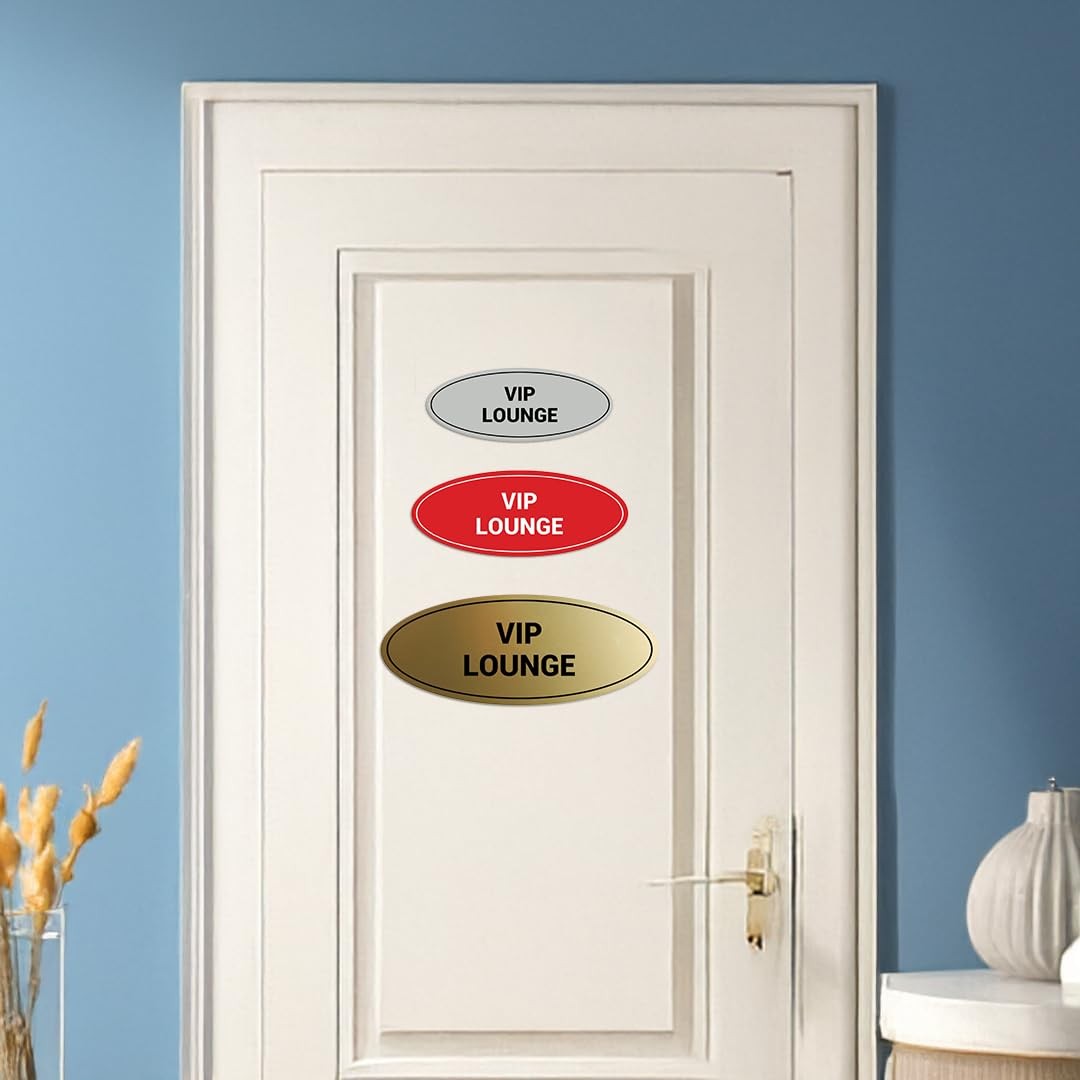 Oval VIP Lounge Sign Black Gold Large Wall Door Plaque For Hotel Business