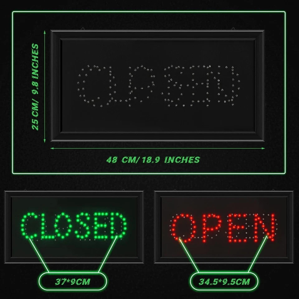 Open Closed Signs for Business LED Open Closed Sign Light Open and Closed Sig…