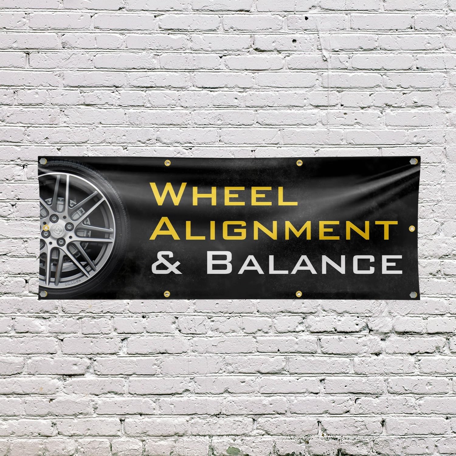SignMission B-96-30940 Wheel Alignment & Balancing Banner 36″ x 96″ 13 oz Vinyl