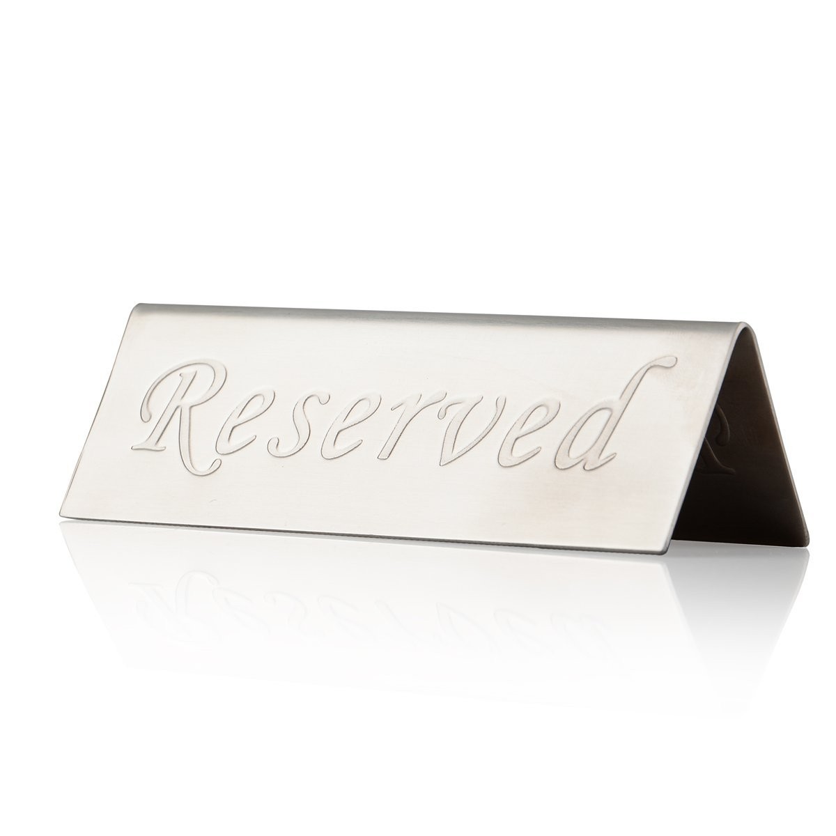 2 PCS Silver Brushed Stainless Steel Free Standing Table Top Reserved Sign