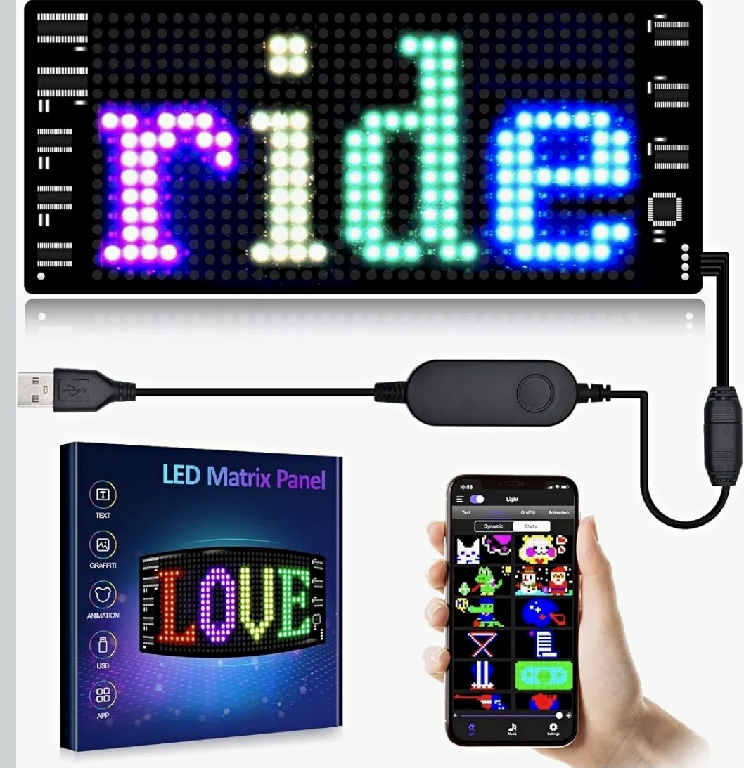 Flexible USB Powered Multi-Color LED Matrix Panel Programmable Window Sign