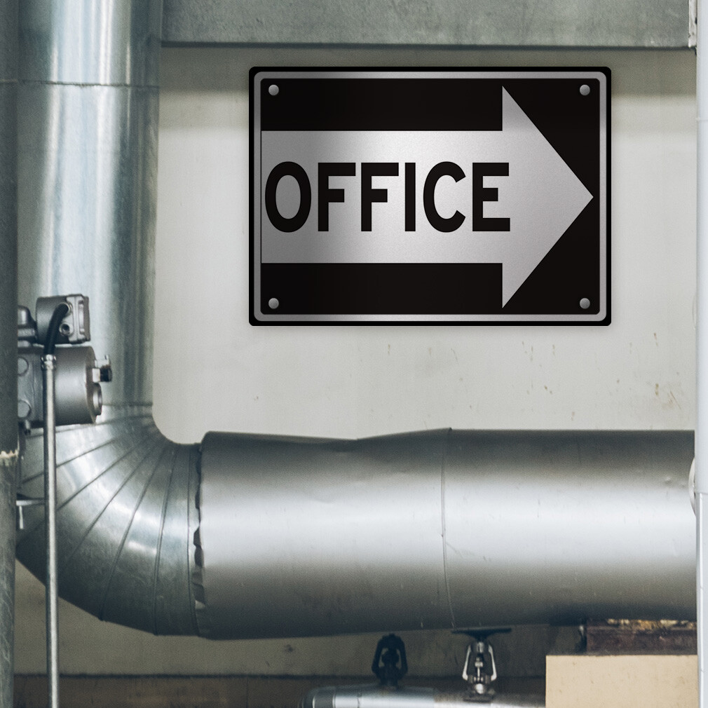 Aluminum Horizontal Metal Sign Office Right Arrow Business Directional Black