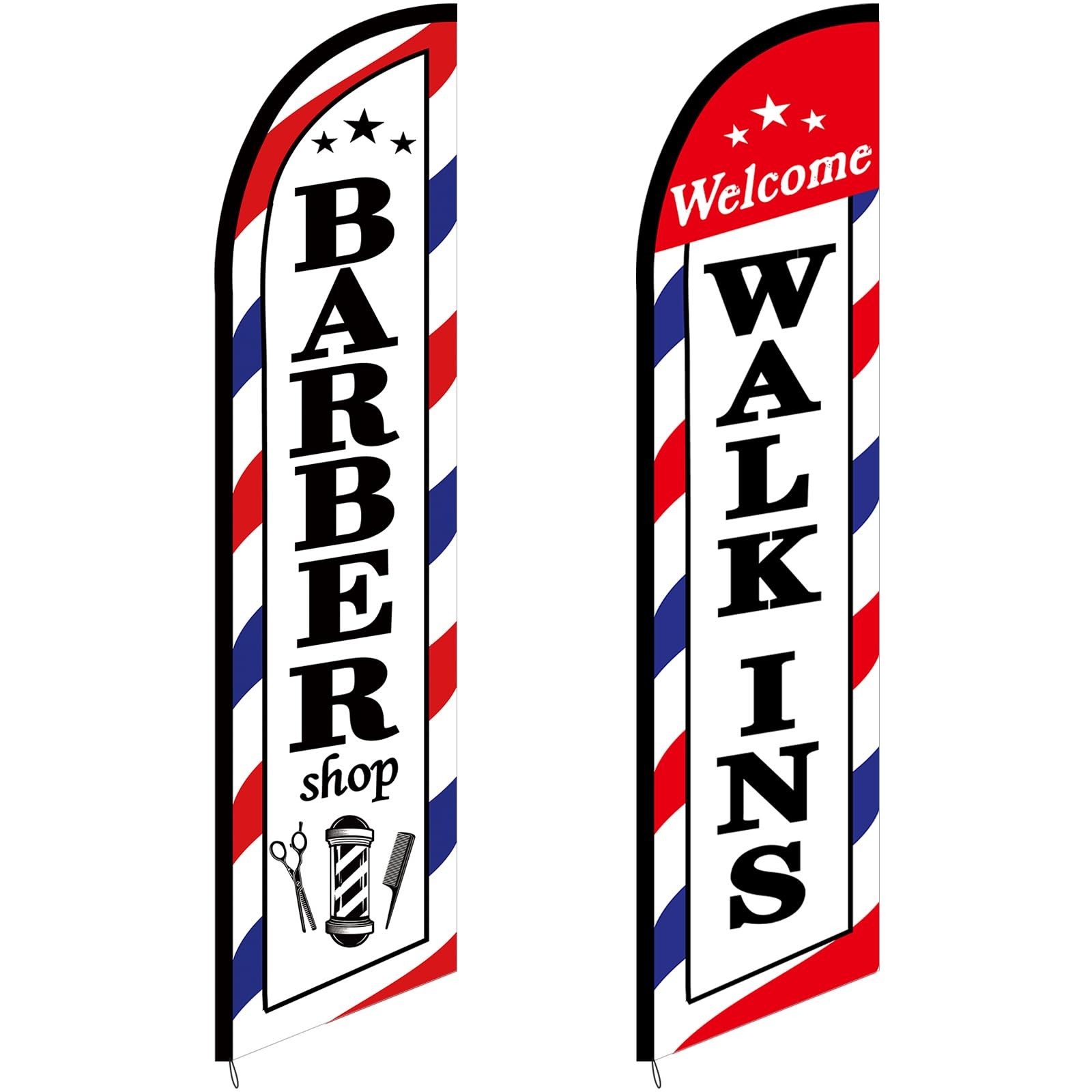 SmoothNovelty 2 Pcs Barber Flag for Outside 12 x 2.5 ft, as picture shown