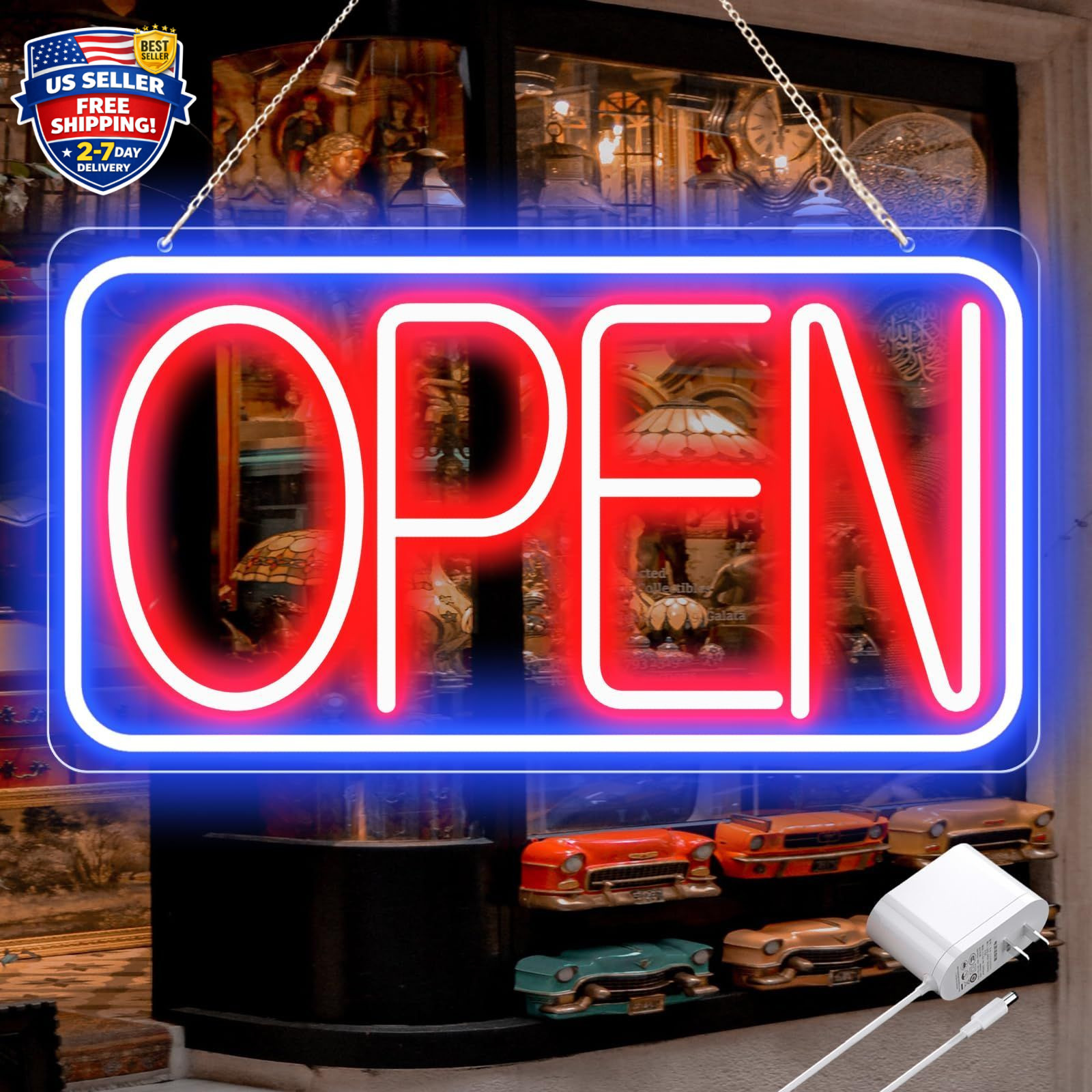 16.5″ X 9″ Led Neon Open Signs for Business Ultra Bright Plug In Electric Light