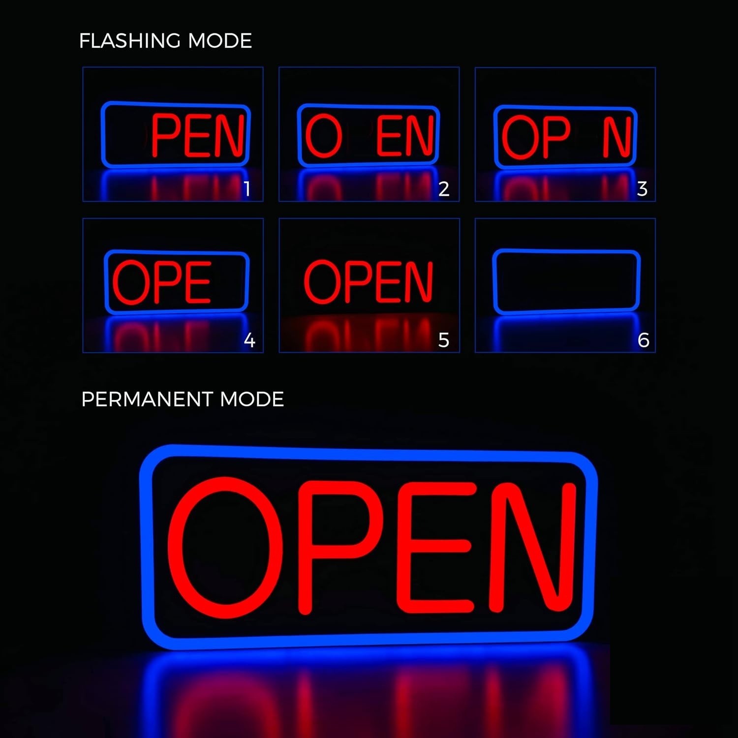 Large LED Open Sign 21″ Neon Light Bright for Restaurant Bar Store Shop Business