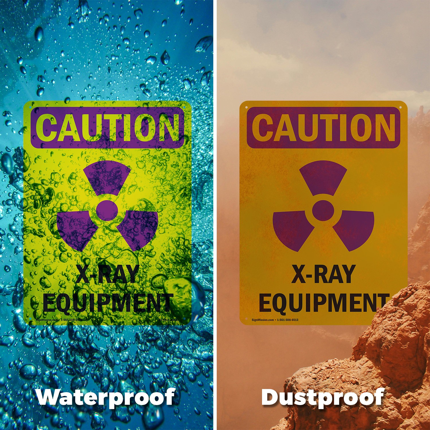 X-Ray Equipment With Symbol OSHA Caution Radiation Sign Or Decal – 5 or 10 Pack