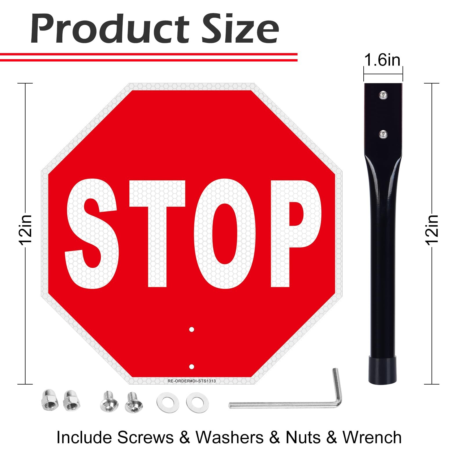 12×12 Inch Stop Go Sign With Handle Reflective Aluminum Double Sided Traffic