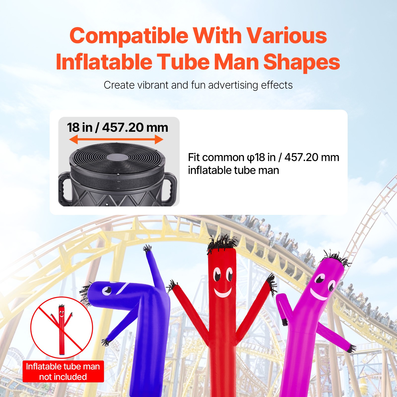 VEVOR Air Blower Fan 1HP 18″ for Inflatable Tube Man (No Inflatable)