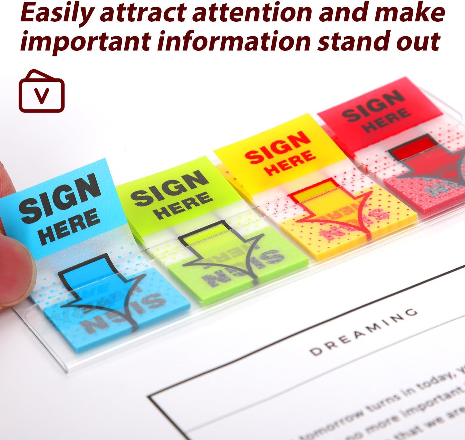 500pcs Sign Here Stickers, Arrow Labels Stickers Adhesive Sign Here Tabs Sign Po