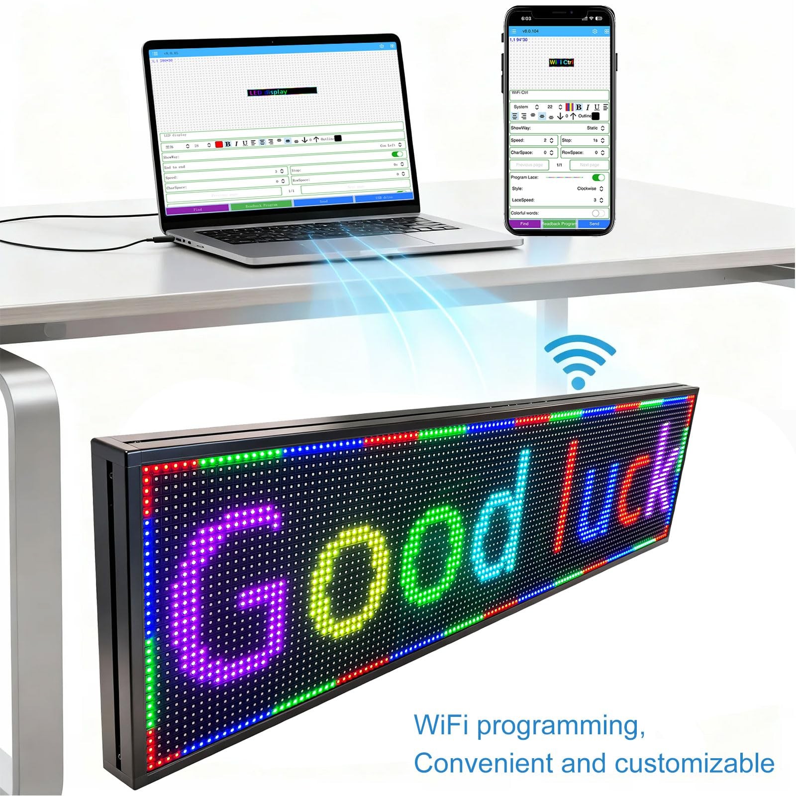 ZONTRONCM P10(52″ * 14″) Scrolling Programmable Led Sign Custom Outdoor Digital
