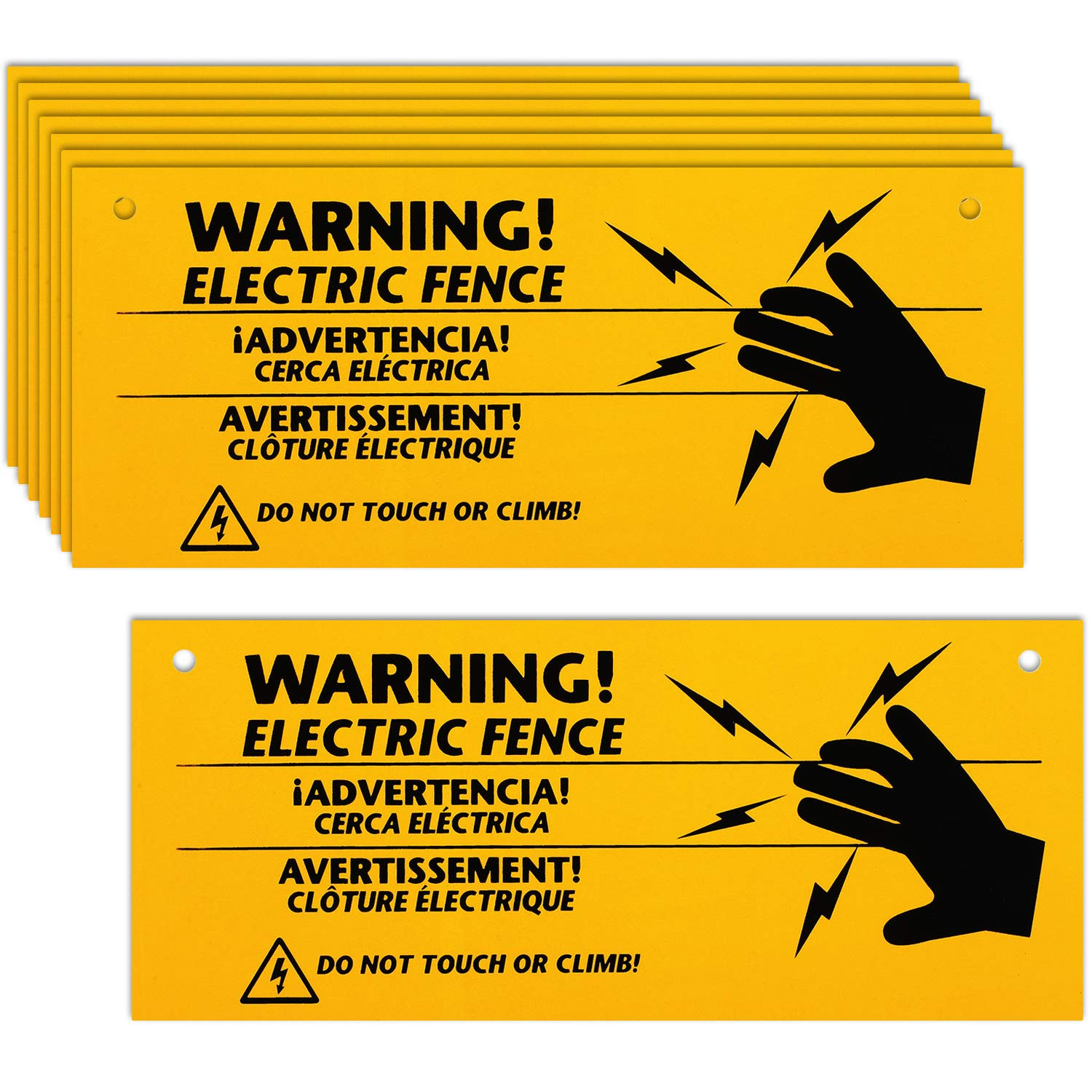 8 Pieces Electric Fence Warning Signs 10 X 4 Inch Plastic Danger Electric
