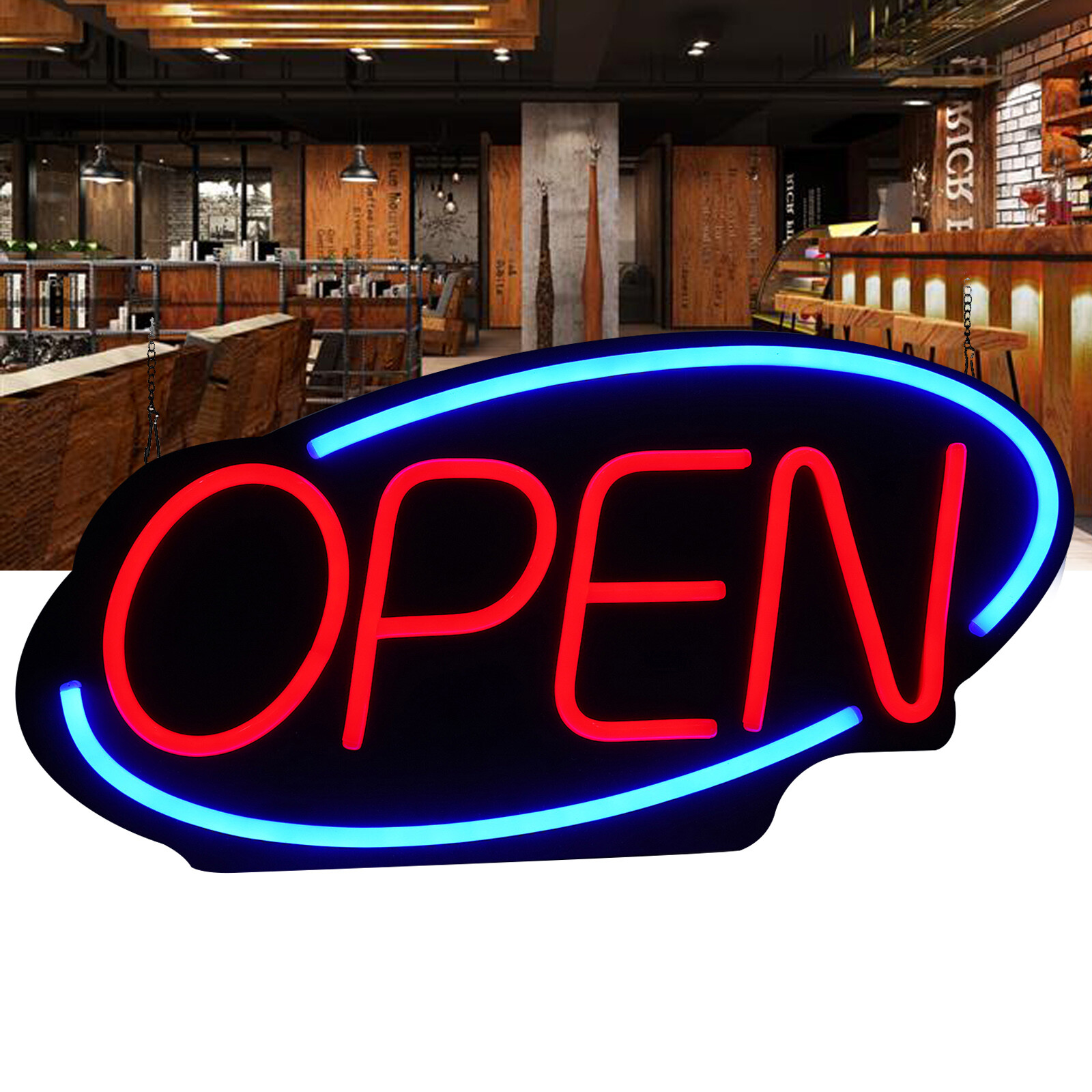 Large LED Open Sign Neon Light Bright for Restaurant Bar Pub Outside Wall Decor