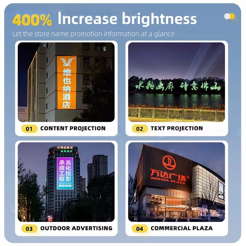 Outdoor 600W IP67 LED Gobo Projector Advertising Logo Light Rotating Glass Gobos