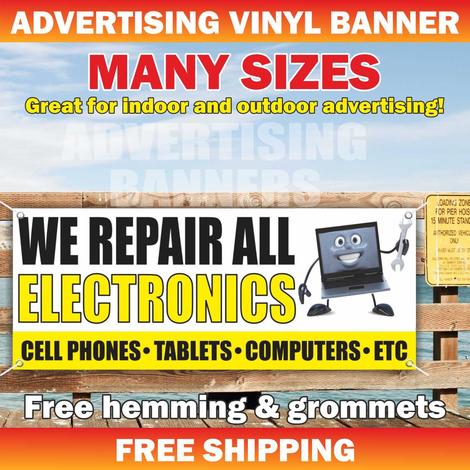 WE REPAIR ALL ELECTRONICS Banner Vinyl Sign cell phones tablet computers service