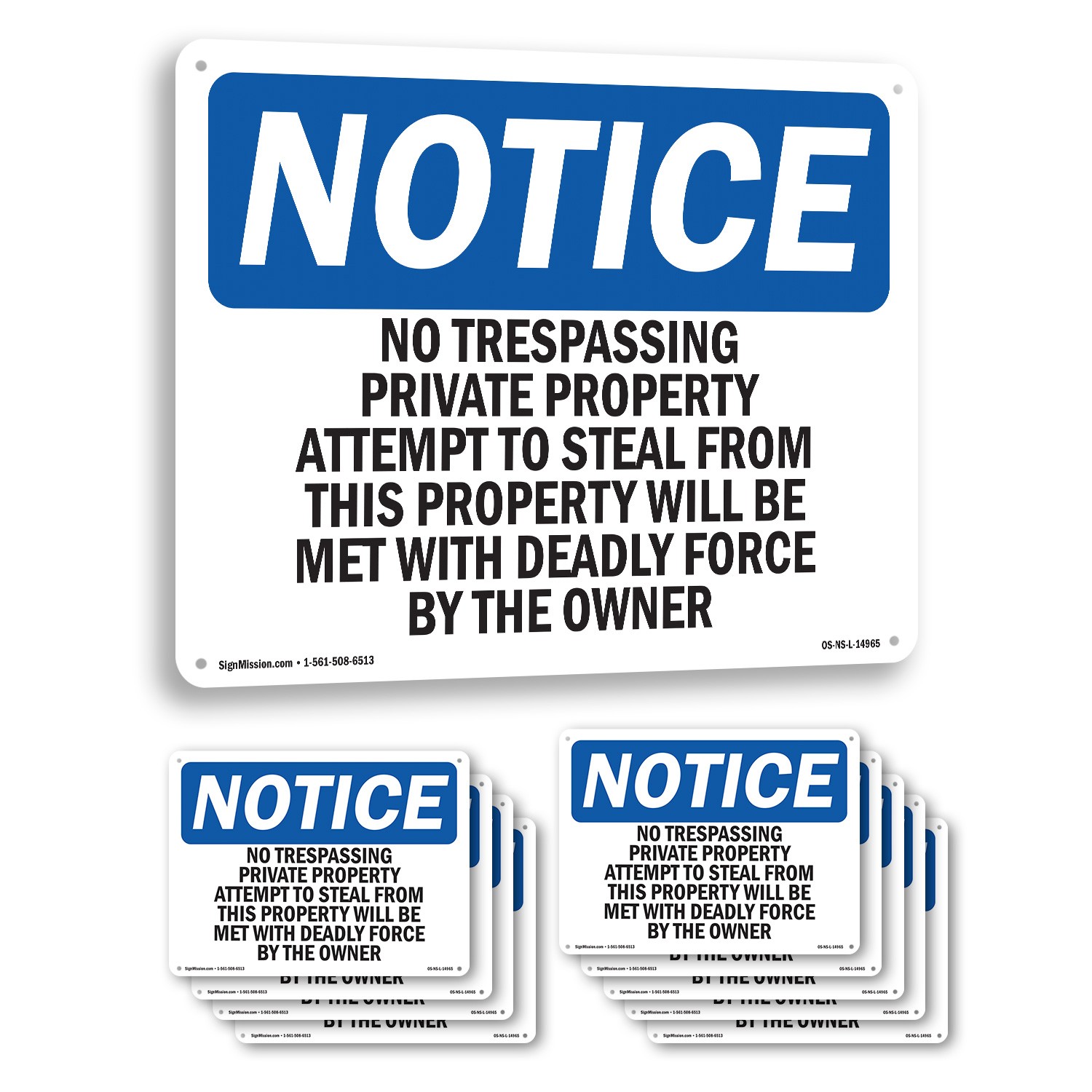 No Trespassing Private Property Attempts OSHA Notice Sign, Decal 5 or 10 Pack