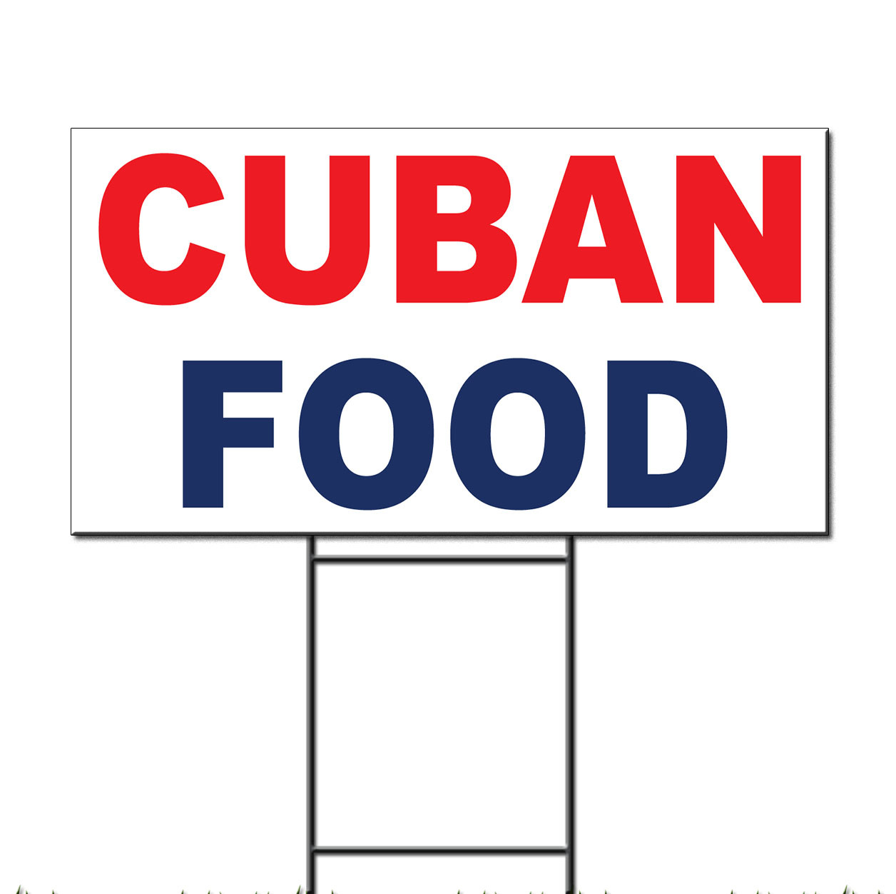 Cuban Food Red Blue Corrugated Plastic Yard Sign /Free Stakes
