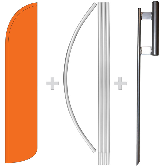 Solid Orange 15′ Tall Windless Swooper Feather Banner Flag & Pole Kit