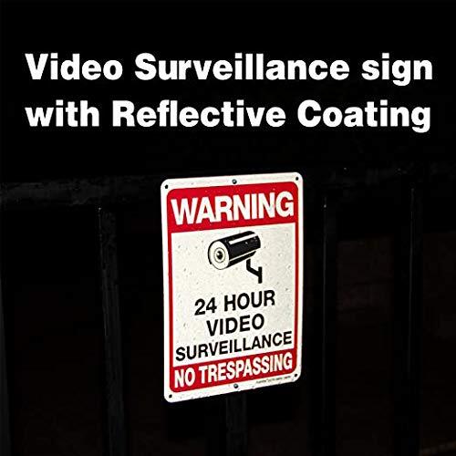 4-Pack Video Surveillance Sign, No Trespassing Metal Reflective Warning Sign