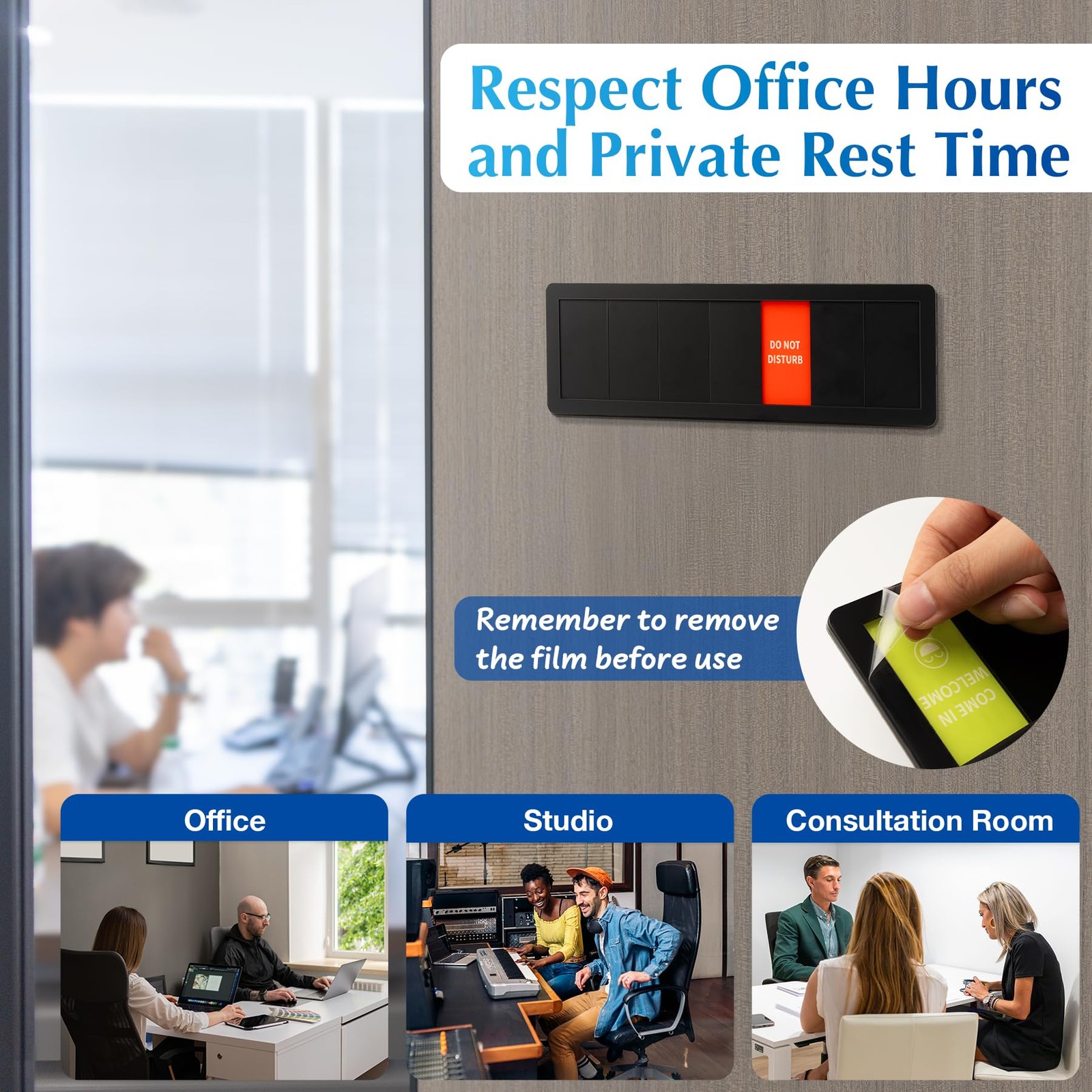 Office Door Signs,7 Options-Do Not Disturb, Out of Office, In a Meeting, Work…
