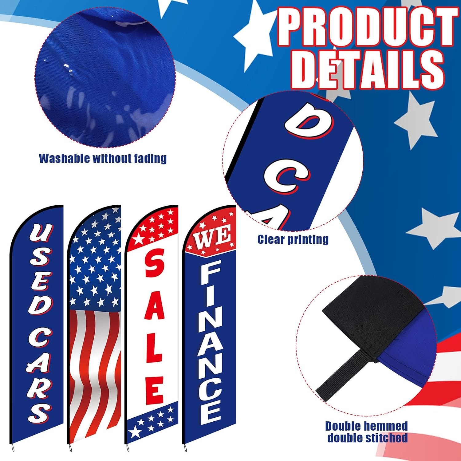 Used Car Flags 4 Pack 12ft Windless Auto Swooper Car Lot Feather Flags for