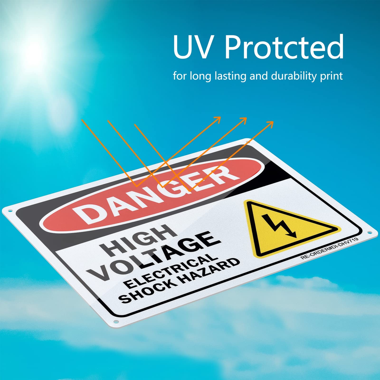 Danger High Voltage Hazard Sign – 2 Pack, 10×7 Inches Aluminum Warning Sign f…